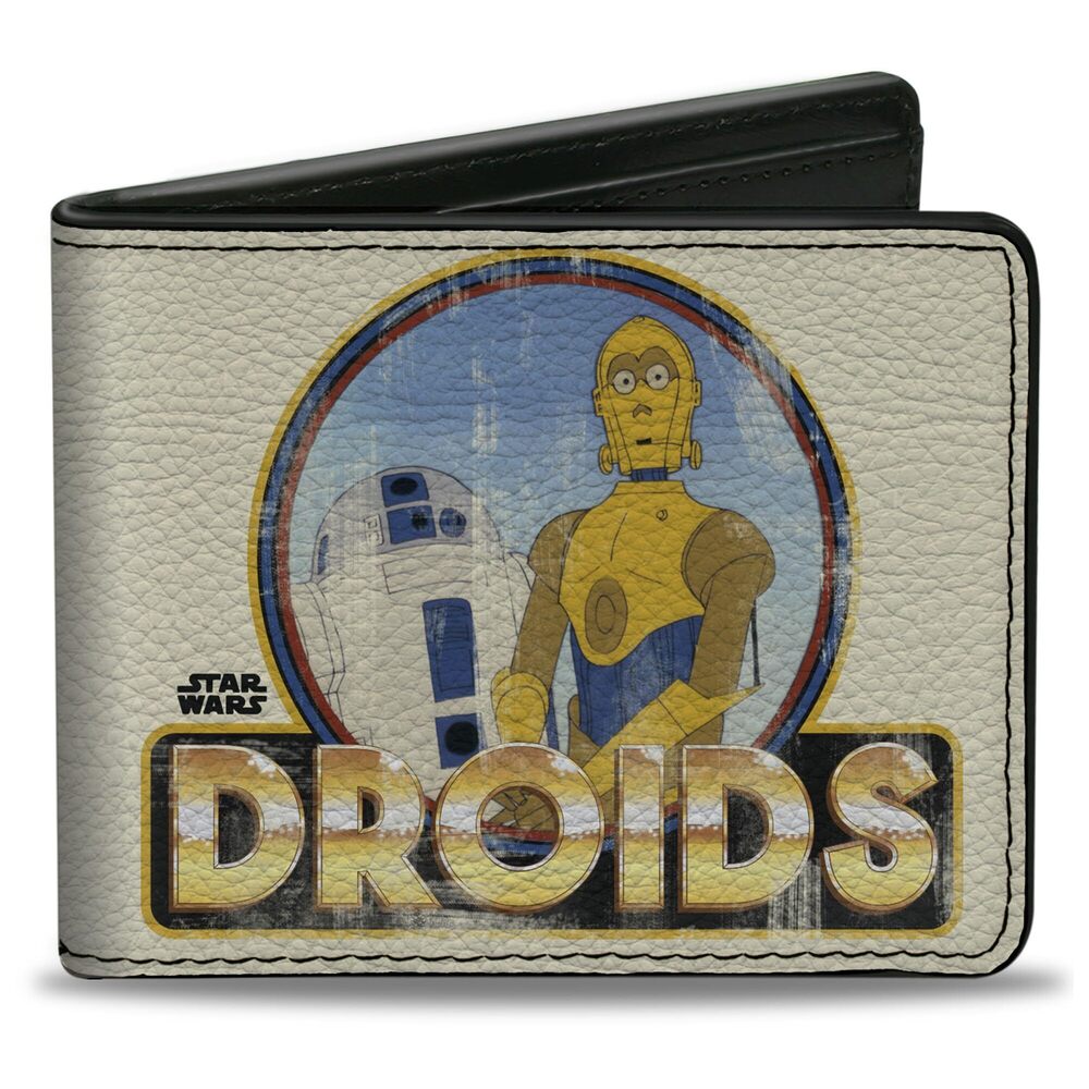 8407 Wallet Bifold PU Star Wars R2D2 and C3PO Droids Pose Weathered Cream